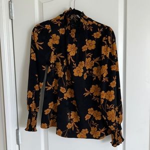 Sanctuary Black and Golden Floral Blouse